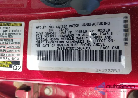 2005 Pontiac Vibe z USA, uszkodzony, nr VIN 5Y2SL63805Z464896